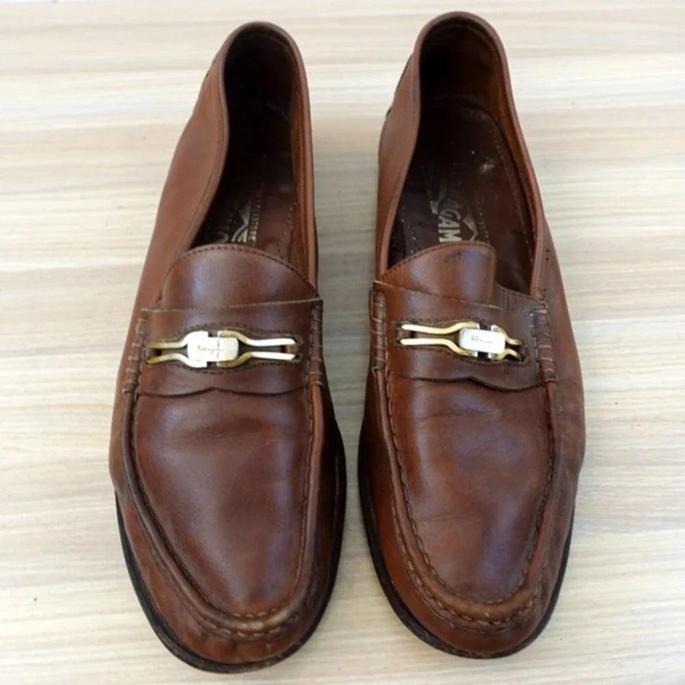 Vintage Salvatore Ferragamo Loafer Men 9 D Bourbon 43 Gancini Bit Mocassin ITALY
